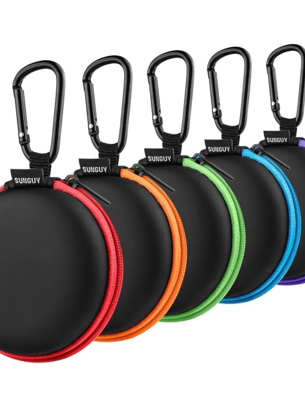 5-Pack Earphone Carry Case, Small Round Pocket Earbud Travel Carrying Case with